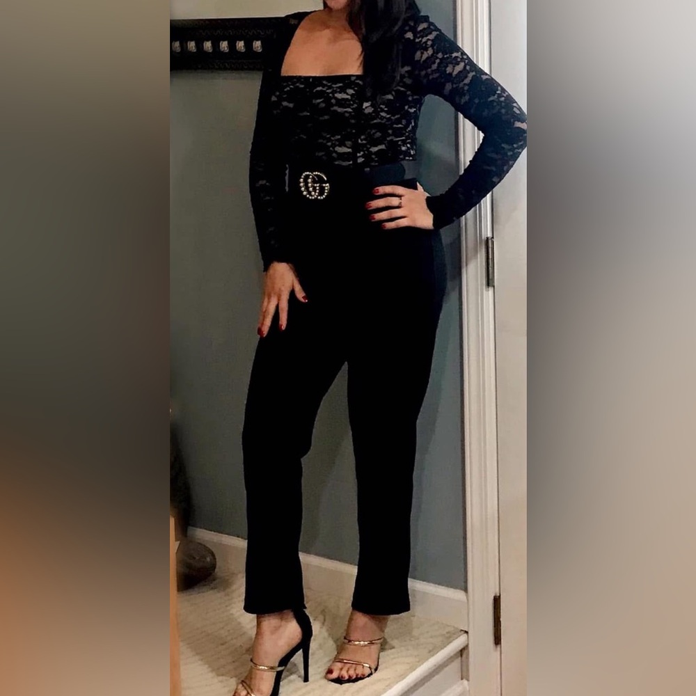 Express Elegant Black Lace Jumpsuit